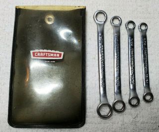 Vintage Sears Craftsman 9 - 4379 - V - 4 Pc Idget Box End Wrench Set Crown Logo Usa