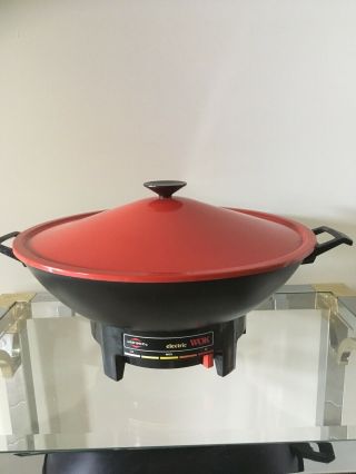Vintage West Bend Electric Wok - 79515t 6 - Quart,  Red,  Made In Usa