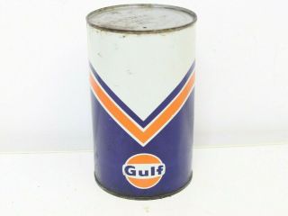 Vintage Gulf 1 Quart Oil Can British American Oil Colors Tin Can Advertising