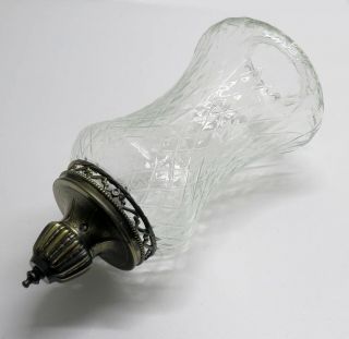 Large Mid - Century Vintage Glass Hanging Swag Lamp Light Shade W/ Brass Finial