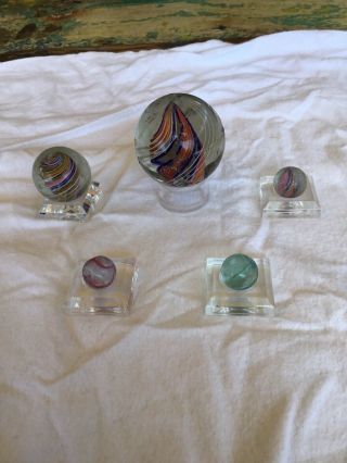 Antique Handmade German Marbles Over 100 Year Old 2 / 5 / 128 To 83 / 128