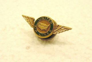 VERY RARE 1930 ' s 1ST ISSUE UAL UNITED AIR LINES 10KGF PILOT LAPEL PIN 2