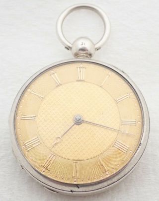 Antique Fb Adams & Sons London Coin Silver Key Wind Fusee Pocket Watch Parts
