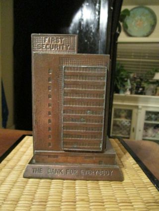 Vintage First Security Salt Lake City Utah Copper Banthrico Savings Bank