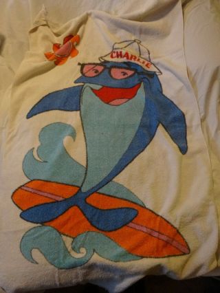 Vintage 70s Starkist Charlie The Tuna Beach Towel Made By Dundee Mills