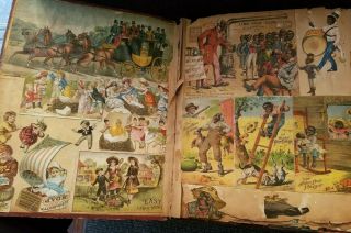 Antique Victorian Die Cut Advertising Scraps Book (trade Cards,  Black Americana)