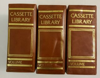 3 Vintage Cassette Tape Library Book Style Cases Holder Brown Holds 10 Per Box