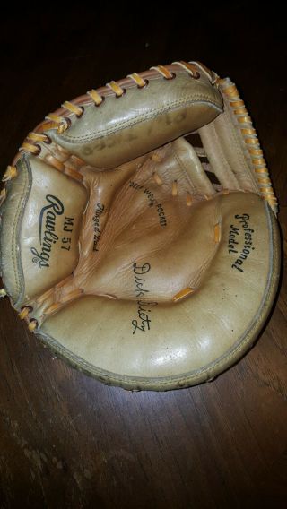 Vintage Rawlings Model Mj57 Dick Dietz Leather Catchers Mitt Baseball Glove