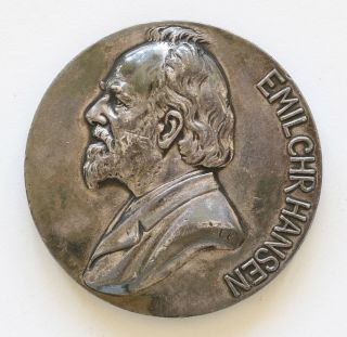 Emil Christian Hansen Antique Silver MEDAL with Case Denmark Mycologist 2