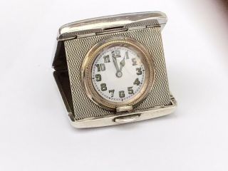 Art Deco Silver and Guilloche Enamel Travel Clock,  1937 - 2