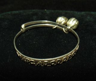Vintage Baby Abc Bracelet Anklet W/ Jingle Bells 925 Sterling Silver
