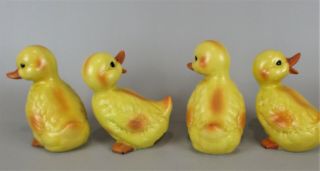 4 Vintage Lefton Porcelain Ceramic Easter Duckling Figurines 2
