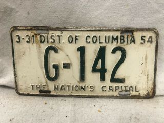 Vintage 1954 District Of Columbia License Plate