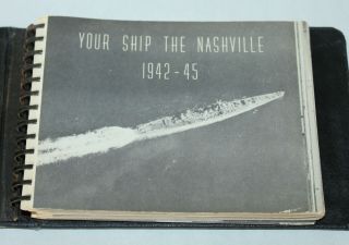 RARE WWII Book YOUR SHIP THE NASHVILLE 1942 - 45 Photos CRUISE BOOK 2