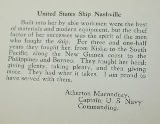 RARE WWII Book YOUR SHIP THE NASHVILLE 1942 - 45 Photos CRUISE BOOK 3