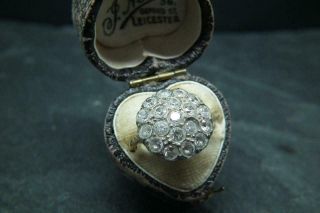 Fine Antique Georgian Silver Closed Back Old Cut Sparkly Paste Gold Cluster Ring