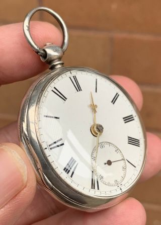 A Good Quality Antique Solid Silver Early English Fusee Pocket Watch 1875.