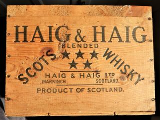 Haig & Haig Scots Blended Whisky Wood Crate Box Scotch Vintage