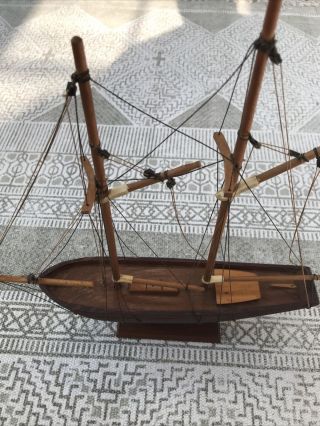 Vintage Wooden Ship Model Schooner by Eugene Leclerc Models,  