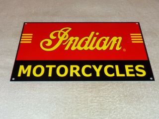 Vintage " Indian Motorcycle Company " 12 " Metal Motor Cycle,  Gasoline & Oil Sign