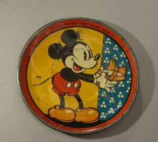 Vintage Walt Disney Mickey Mouse Happynak Tin Tea Set Saucer 2 1/2 " Dia