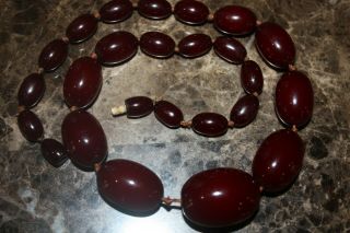 Antique Cherry Amber Graduated Bead Necklace 45 Grams 2