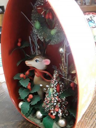 Vintage christmas tabletop decoration handmade in ham can reindeer 2