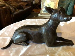 Bronze Hot Cast Dog Sculpture Figure Statue Ornament Animal Farm Pet Heavy 2.  6kg