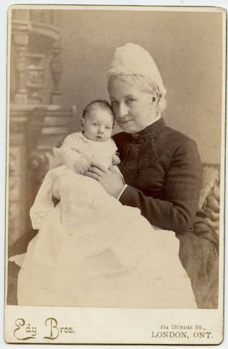 Woman With Baby Child,  Vintage Photo By Edy Bros. ,  London,  On Canada