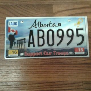 2016 Alberta Support Our Troops Passenger License Plate Ab0995