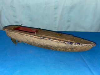 Antique Wood Toy Boat Model Vtg