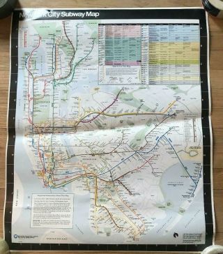 1990 Nyc York Subway Car Map Manhattan Brooklyn Bronx Queens