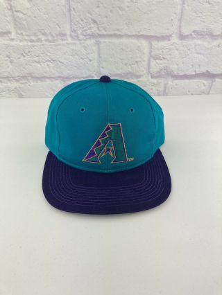 Vintage 90s Mlb Arizona Diamondbacks Teal Snapback Baseball Hat Vtg 1990s Cap