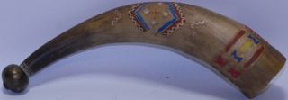 Antique Hand Carve Native American Brass Tribal Primitive Powder Horn Powderhorn