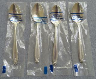 Four International Sterling Silver Prelude Oval Soup Or Dessert Spoons