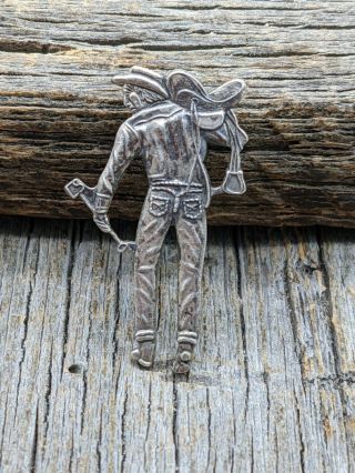 Vintage Sterling Silver Cowboy Carrying Saddle Rodeo Pin / Brooch Signed B