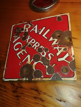 Railroad Railway Express Agency Porcerlain Sign 8 X 8