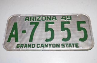 Vintage 1949 Arizona Metal License Plate - Grand Canyon Staate.  - A - 7555