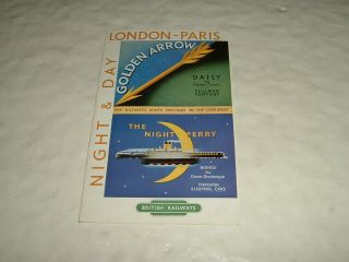 The Golden Arrow British Railways Leaflet 1949 Pullman Timetable