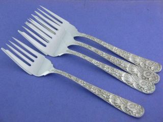 4 Sterling S Kirk & Son Salad Forks Repousse No Mono Cond