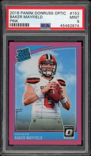 2018 Donruss Optic Baker Mayfield Pink Rated Rookie Rc Psa 9