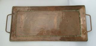 Antique John Pearson Arts & Crafts Copper Hammered Tray Newlyn School 44cm X19cm
