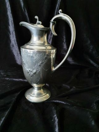 Silver Plated Wine Jug With Engraved White Star Line Flag Titanic Interest