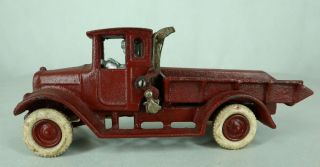 Antique 1920s Arcade Cast Iron International Harvester Red Dump Truck Rubber Toy 2