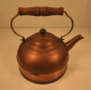 Vintage Paul Revere Ware 1801 2 Qt Copper Tea Kettle With Wood Handle