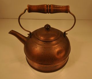 Vintage Paul Revere Ware 1801 2 Qt Copper Tea Kettle with Wood Handle 3