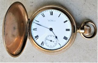 1912 Waltham Full Hunter Gold Plated Pocket Watch Vintage Antique