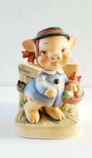Vintage Lefton Figurine Three Little Pigs Nursery Rhyme Series Went To Market