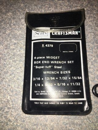 Sears Craftsman 4 Piece Midget Box End Wrench Set 9_4379 Usa Vintage