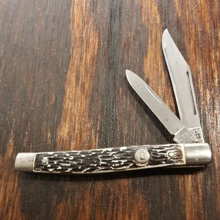 Imperial Crown Knife Made In Usa 2 Blade Pen Jack Vintage Pocket 2 3/4 " Closed